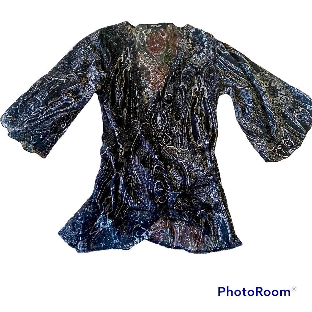 Karen Kane paisley print wrap blouse | Sz XL